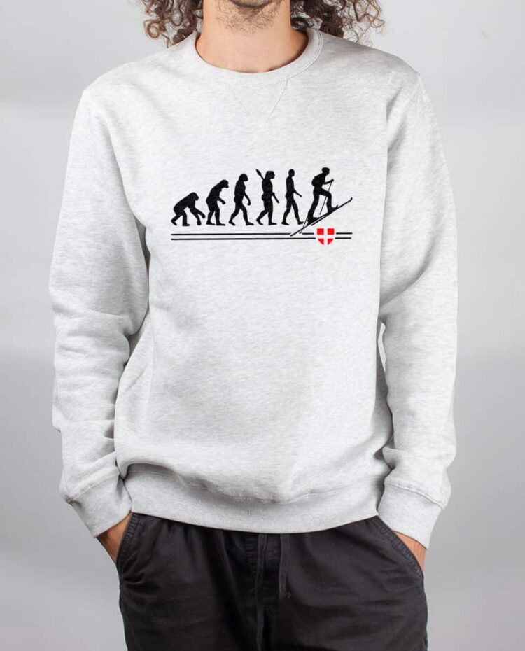 Pull sweat homme blanc Evolution ski de randonnee