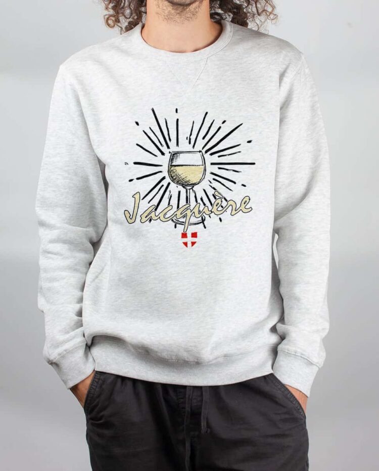 Pull sweat homme blanc Vin Jacquere