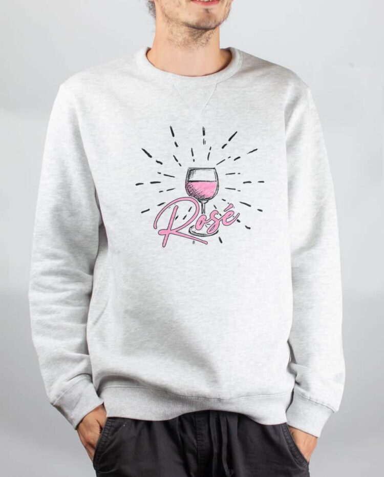 Pull sweat homme blanc Vin rose