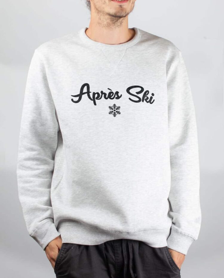 Pull sweat homme blanc apres ski