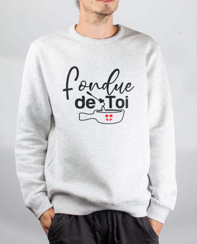 Pull sweat homme blanc fondue de toi