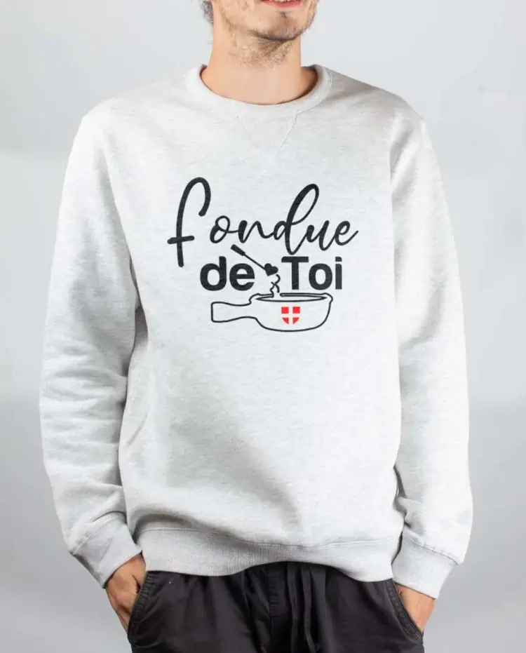 Pull sweat homme blanc fondue de toi