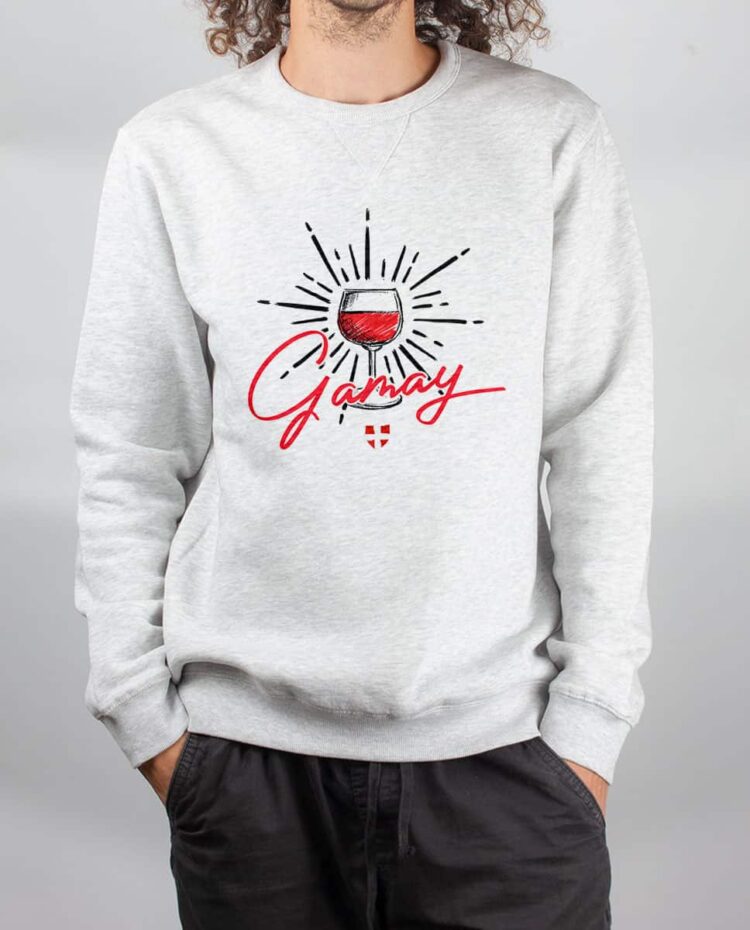 Pull sweat homme blanc vin Gamay