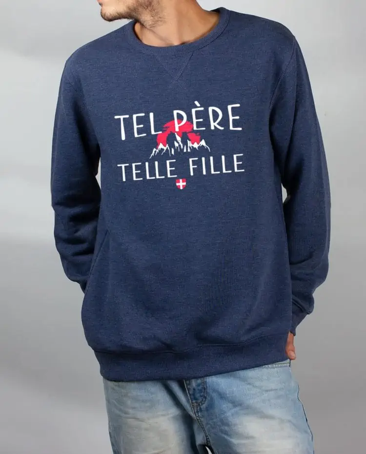 Pull sweat homme bleu ADULTE tel pere telle fille