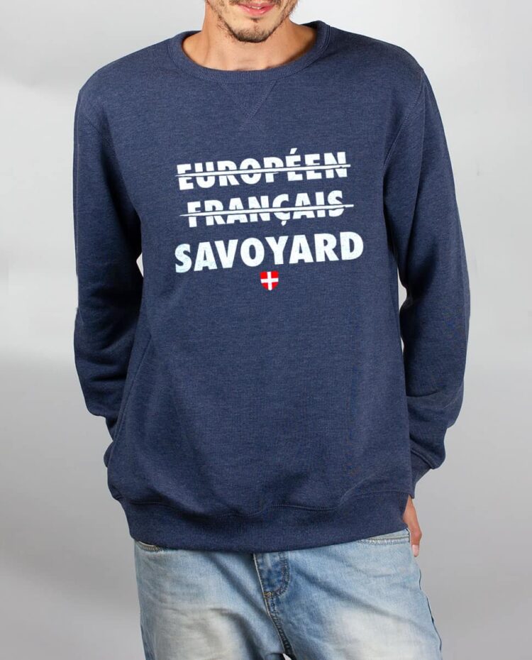 Pull sweat homme bleu Europeen francais savoyard