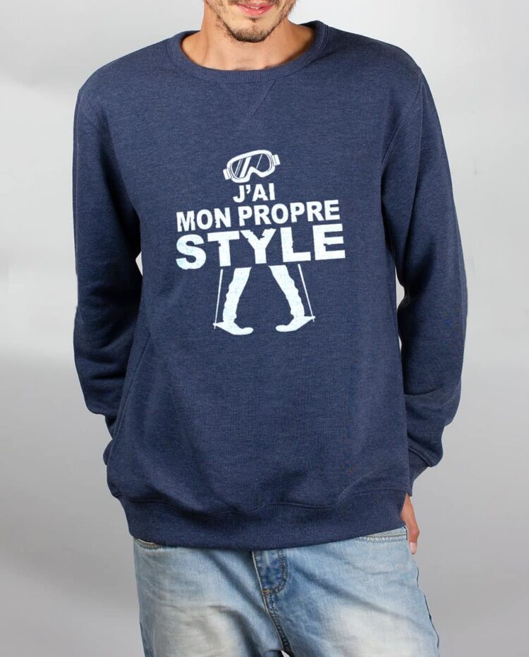 Pull sweat homme bleu J ai mon propre style