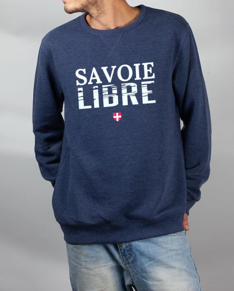 Pull sweat homme bleu Savoie Libre