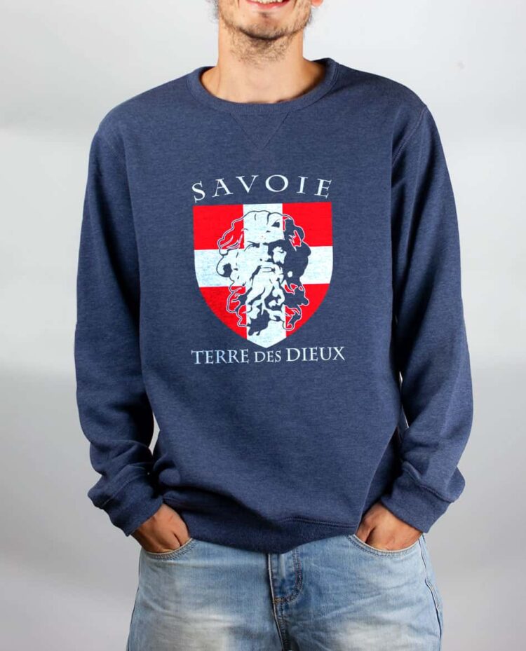 Pull sweat homme bleu Savoie Terre des