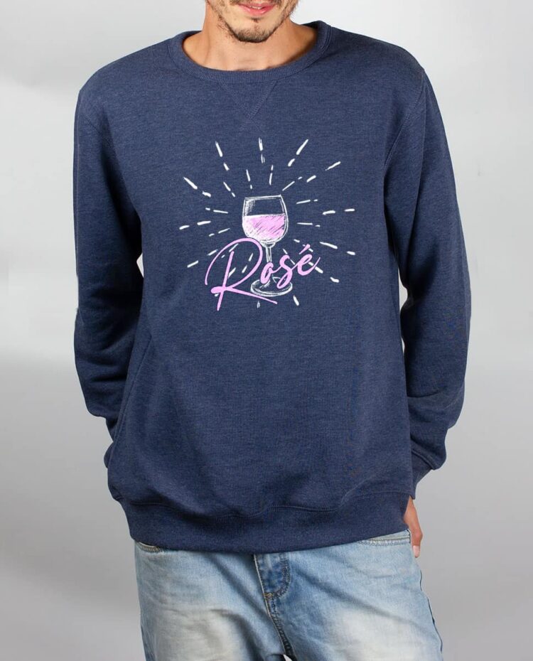 Pull sweat homme bleu Vin rose