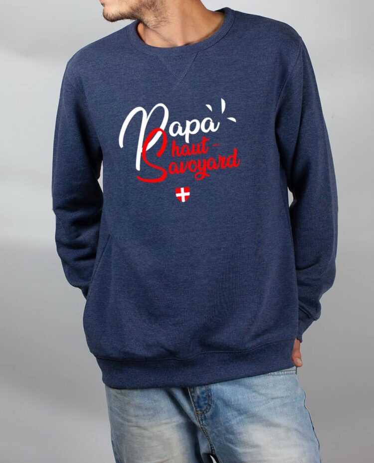 Pull sweat homme bleu papa haut savoyard