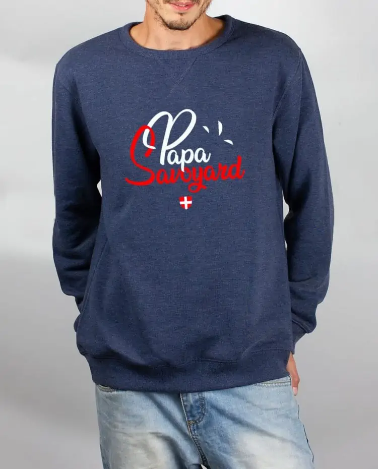 Pull sweat homme bleu papa savoyard