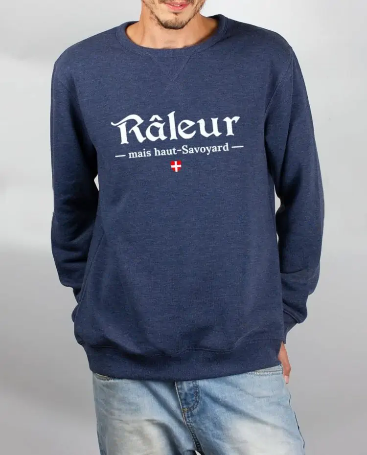 Pull sweat homme bleu raleur mais haut savoyard