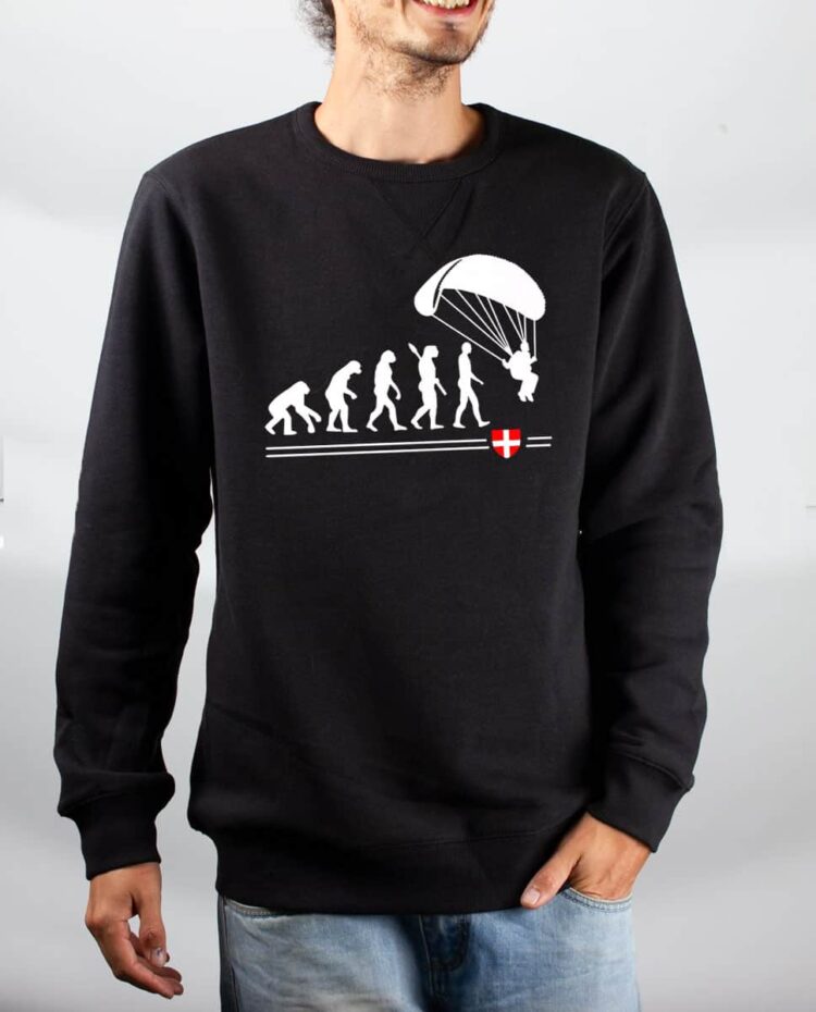 Pull sweat homme noir EVOLUTION PARAPENTE