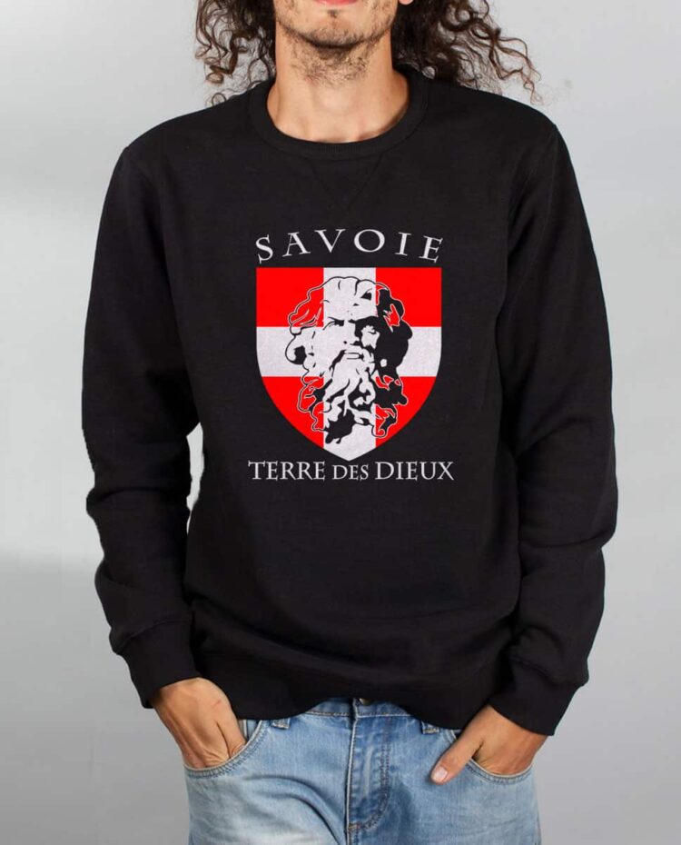 Pull sweat homme noir Savoie Terre des