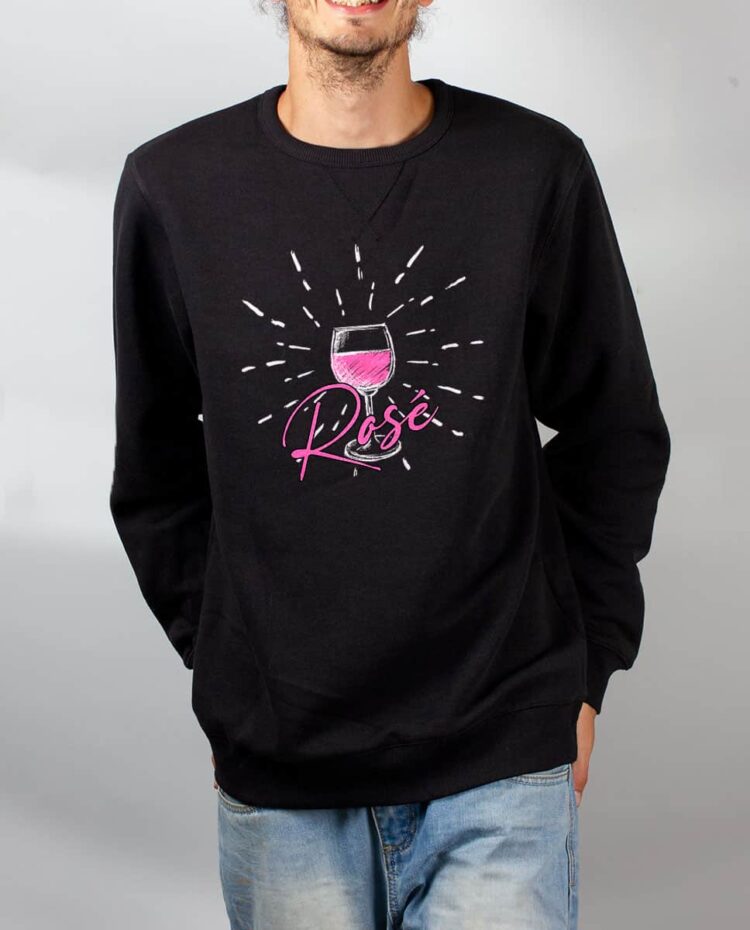 Pull sweat homme noir Vin rose