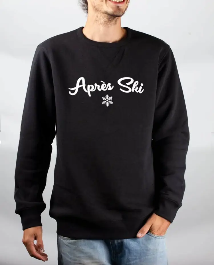 Pull sweat homme noir apres ski