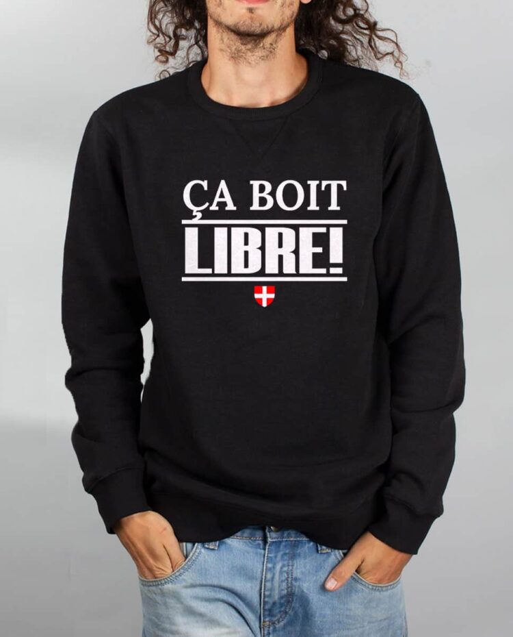 Pull sweat homme noir ca boit libre