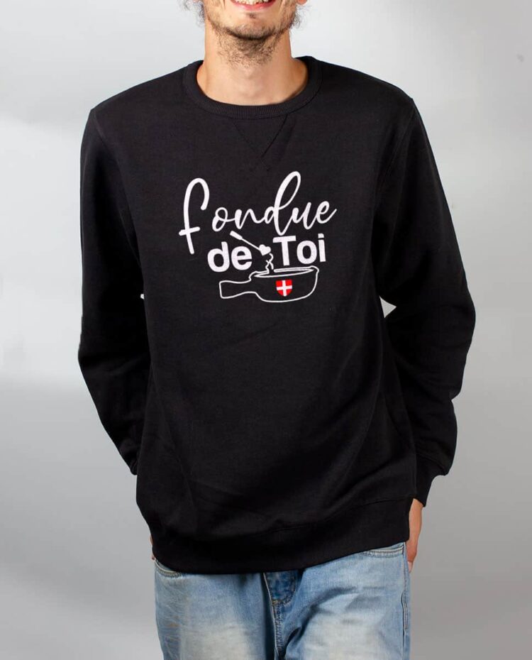 Pull sweat homme noir fondue de toi