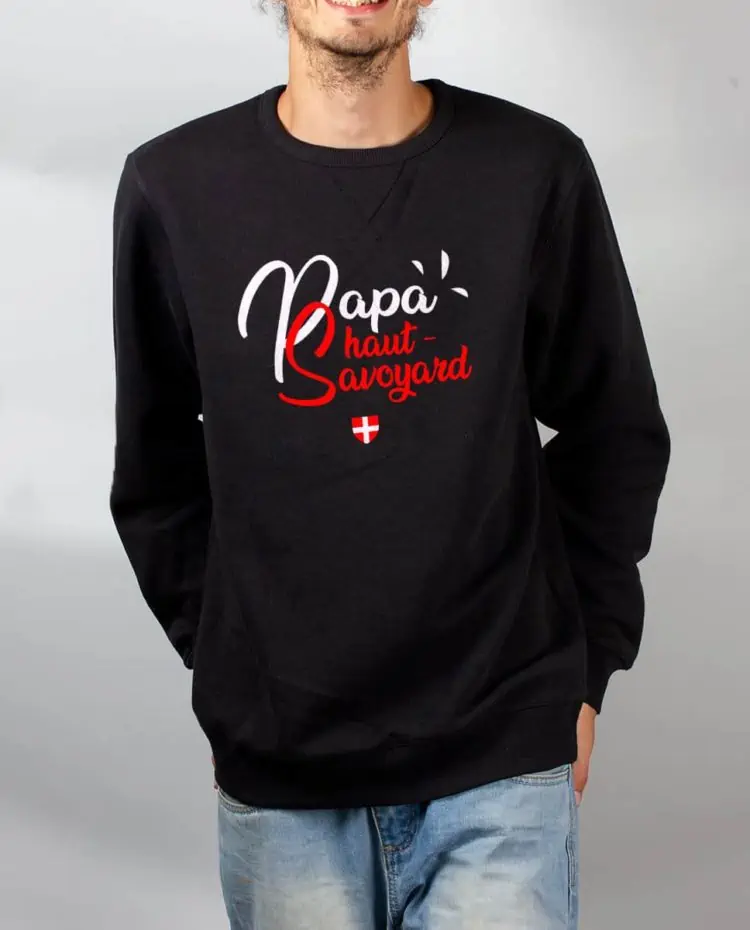 Pull sweat homme noir papa haut savoyard