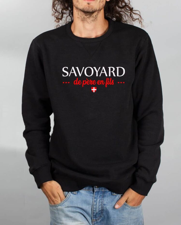 Pull sweat homme noir savoyard de pere en fils