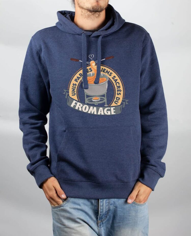 Sweat Bleu chine homme UNIS PAR LES LIENS SACRES DU FROMAGE