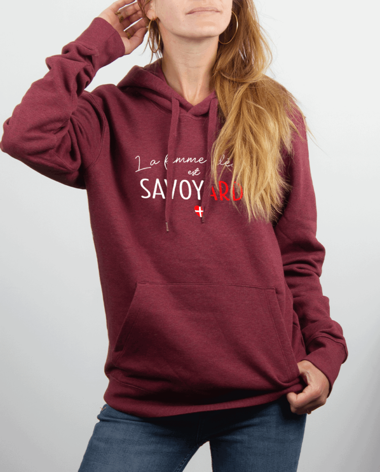 Sweat Femme rouge Bordeau LA FEMME IDEALE EST SAVOYARDE