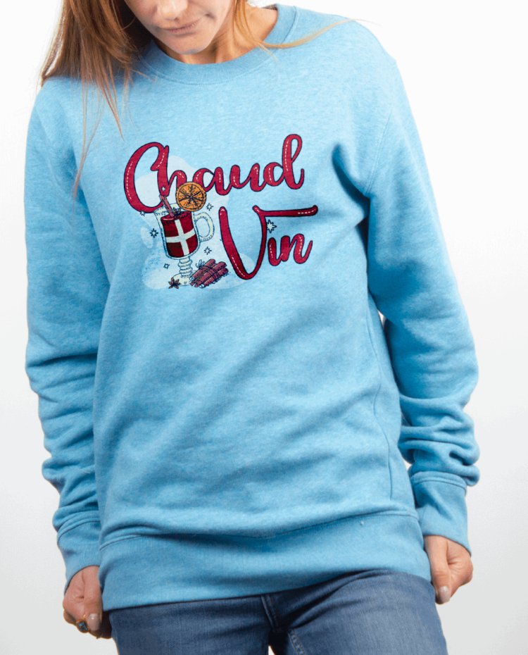 Pull Femme bleu ciel CHAUD VIN