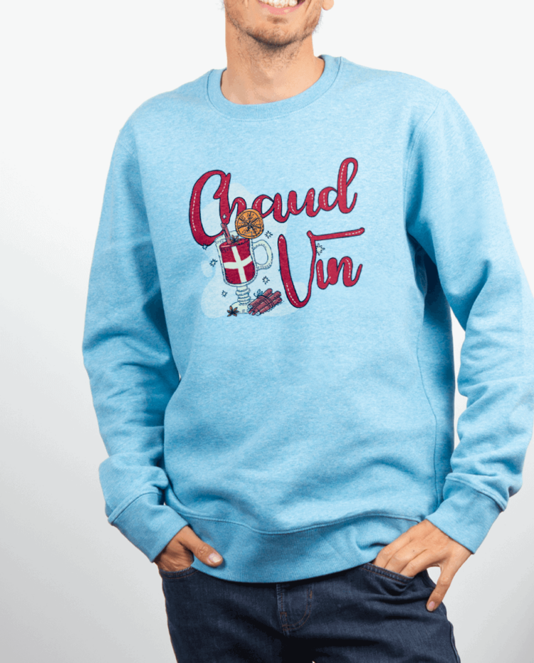 Pull Homme Bleu Ciel CHAUD VIN