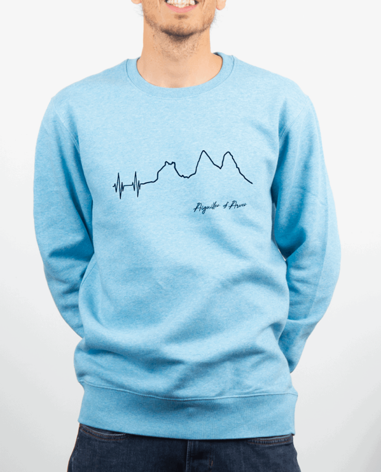 Pull Homme bleu ciel BATTEMENTS DE COEUR AIGUILLES D ARVES