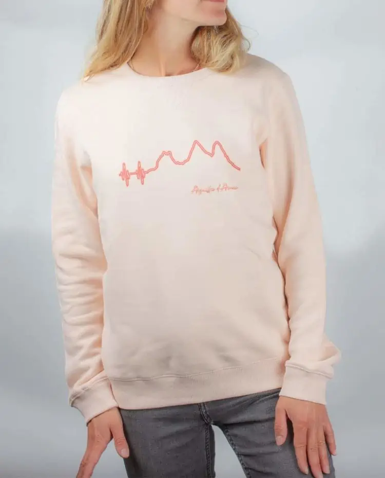 Pull sweat femme rose battements de coeur aiguilles d arves 1