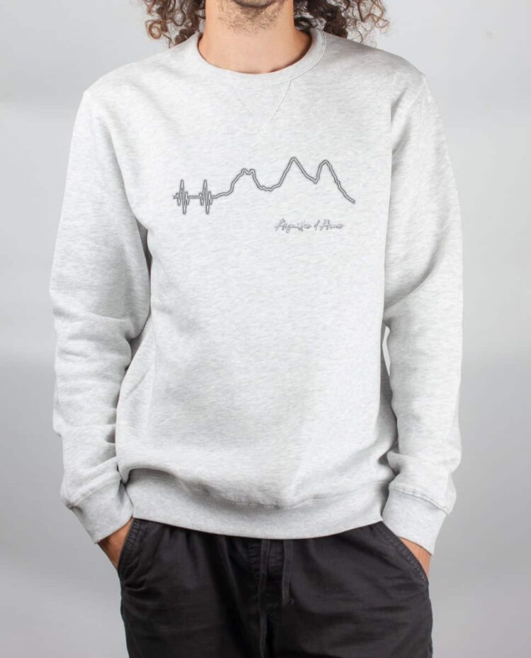 Pull sweat homme blanc battements de coeur aiguilles d arves 1