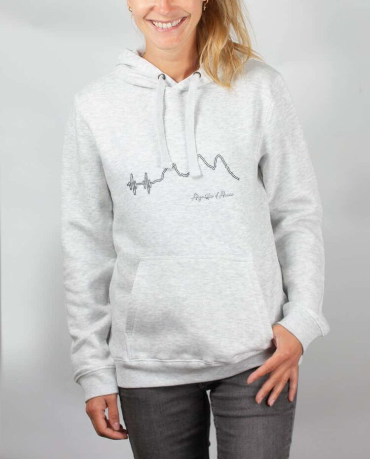 Sweat blanc femme battements de coeur aiguilles d arves 1