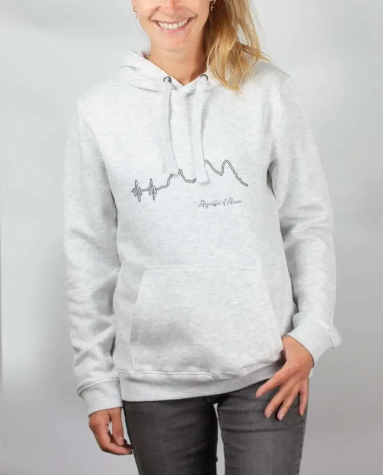 Sweat blanc femme battements de coeur aiguilles d arves 1