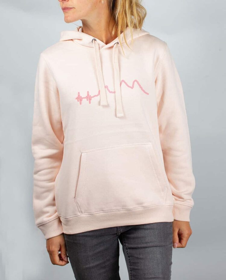 Sweat rose femme battements de coeur aiguilles d arves