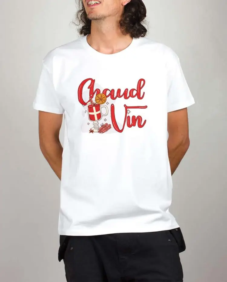 T shirt blanc homme chaud vin