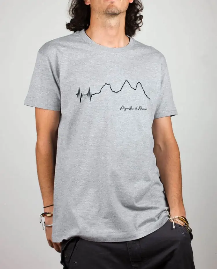 T shirt gris homme battements de coeur aiguilles d arves 1