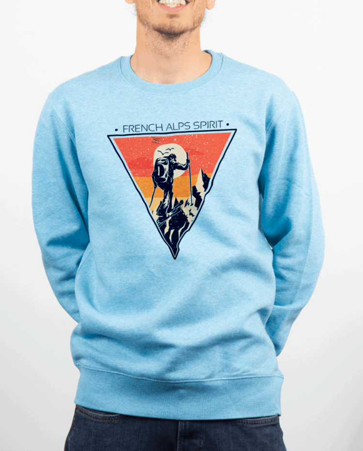 Pull Homme bleu ciel FRENCH ALPS SPIRIT SKI DE RANDO