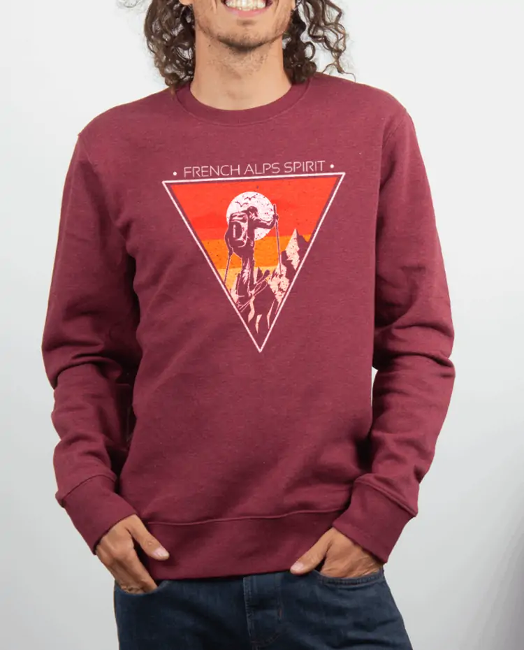 Pull Homme rouge Bordeau FRENCH ALPS SPIRIT SKI DE RANDO
