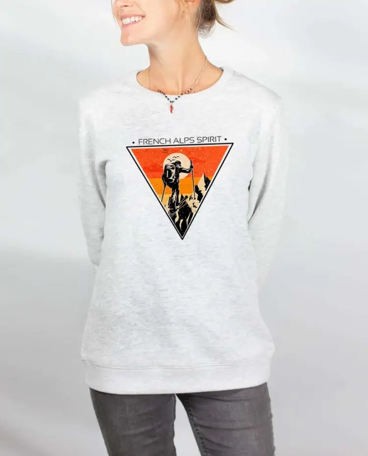 Pull sweat femme blanc frensh alps spirit ski de rando