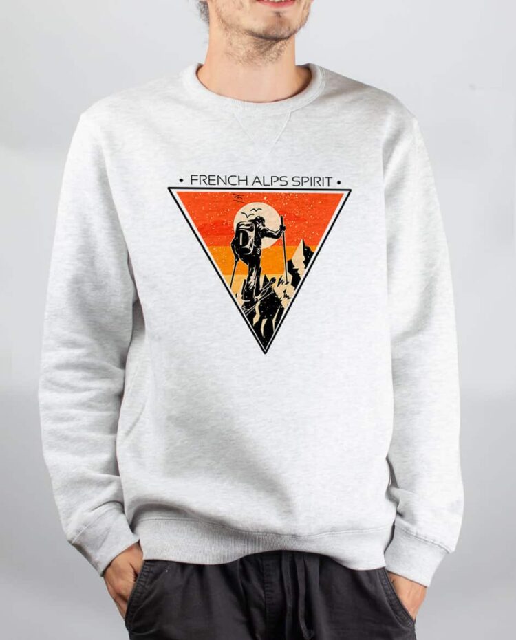 Pull sweat homme blanc frensh alps spirit ski de rando