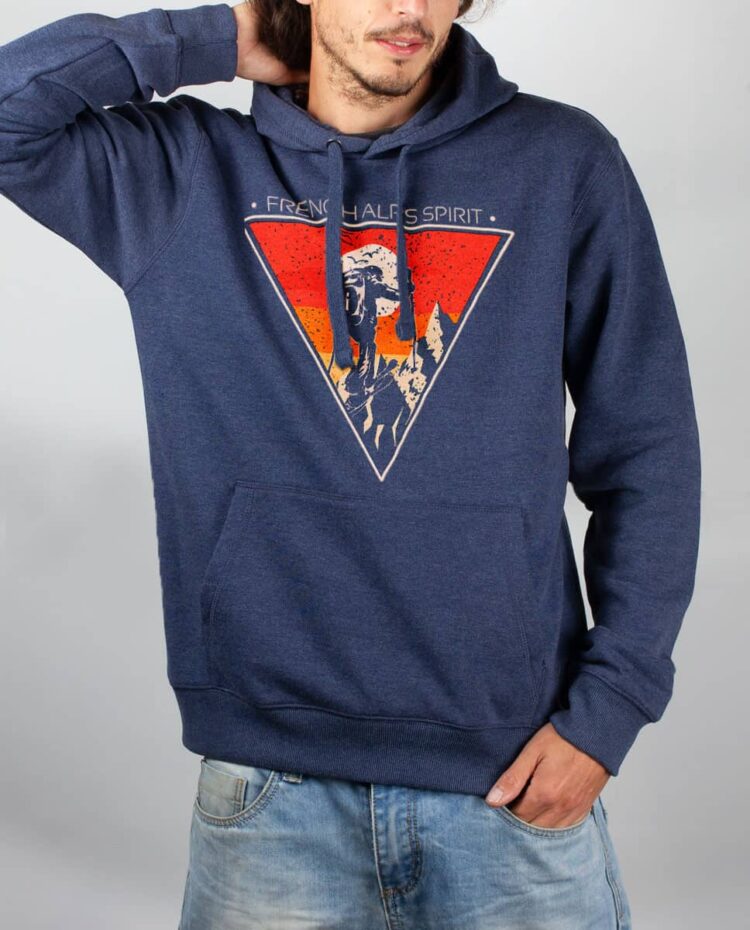 Sweat Bleu chine homme frensh alps spirit ski de rando