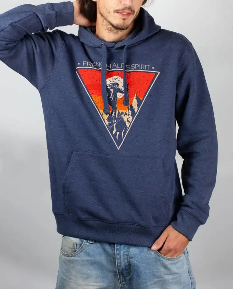 Sweat Bleu chine homme frensh alps spirit ski de rando