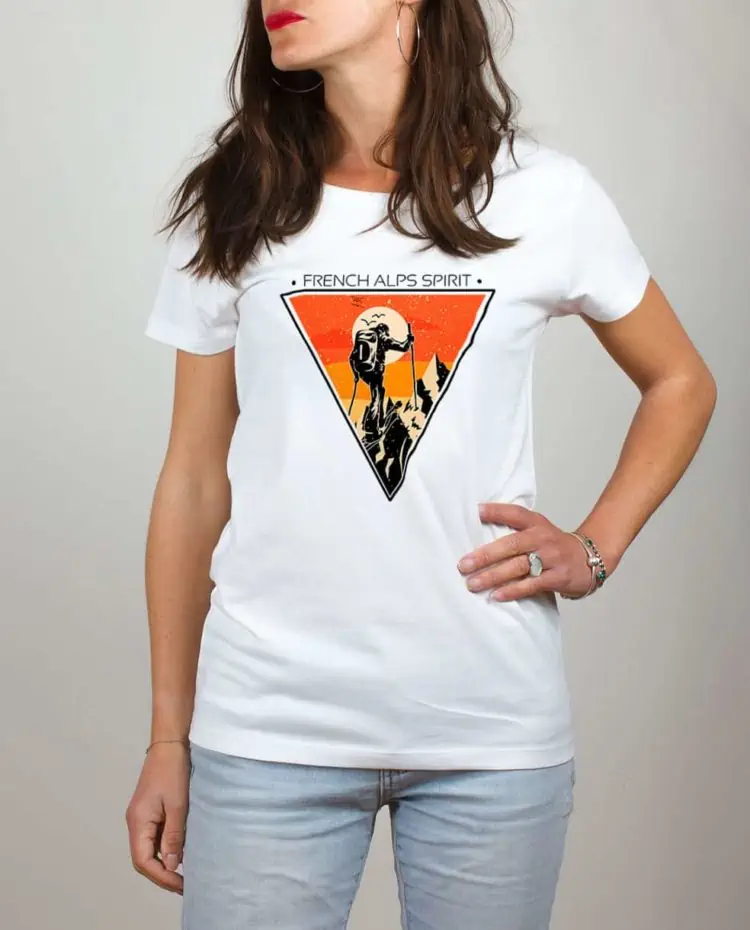 T shirt blanc femme frensh alps spirit ski de rando