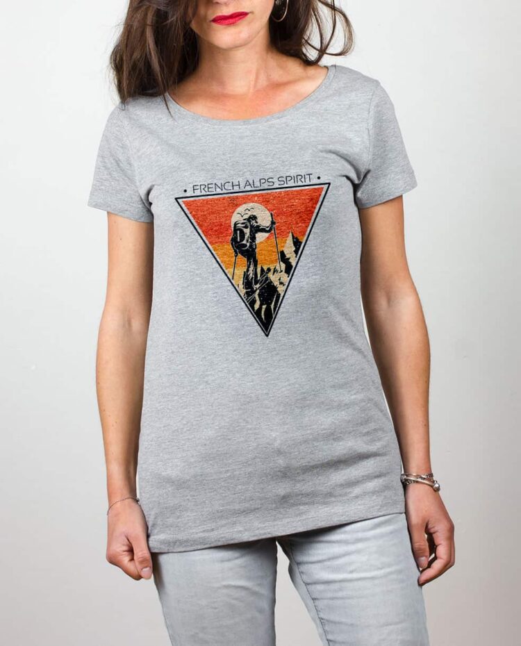 T shirt gris femme frensh alps spirit ski de rando