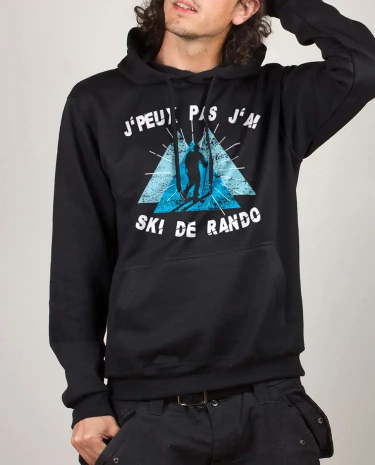 Sweat noir homme j peux pas j ai ski de rando