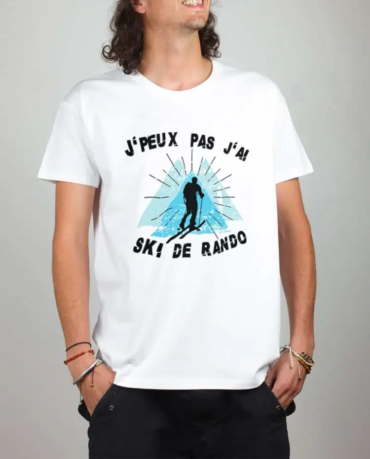 T shirt blanc homme j peux pas j ai ski de rando