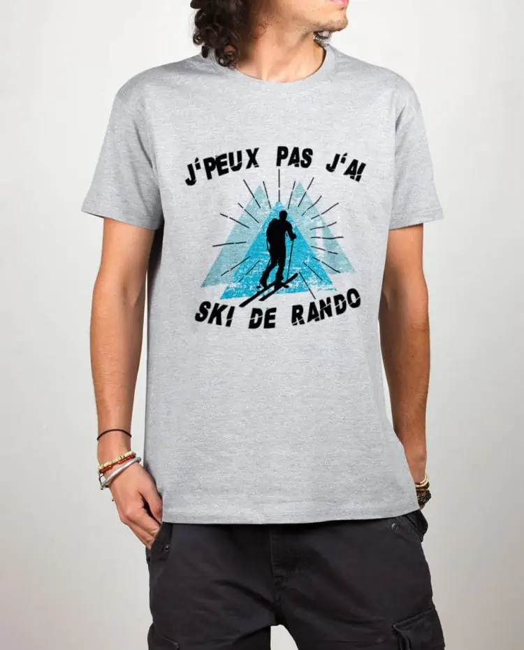 T shirt gris homme j peux pas j ai ski de rando