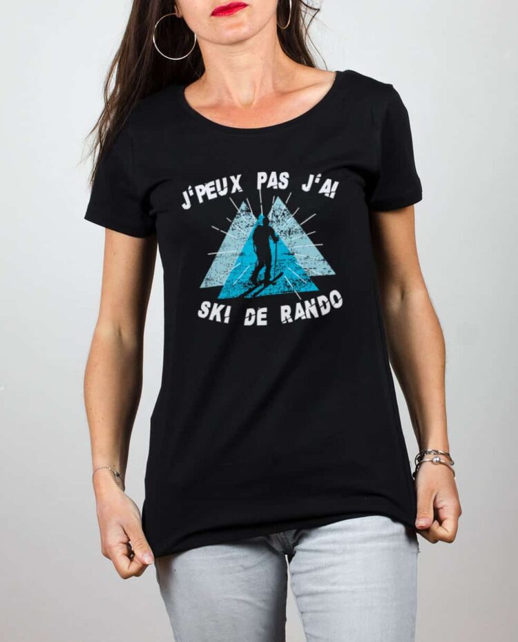 T shirt noir femme j peux pas j ai ski de rando