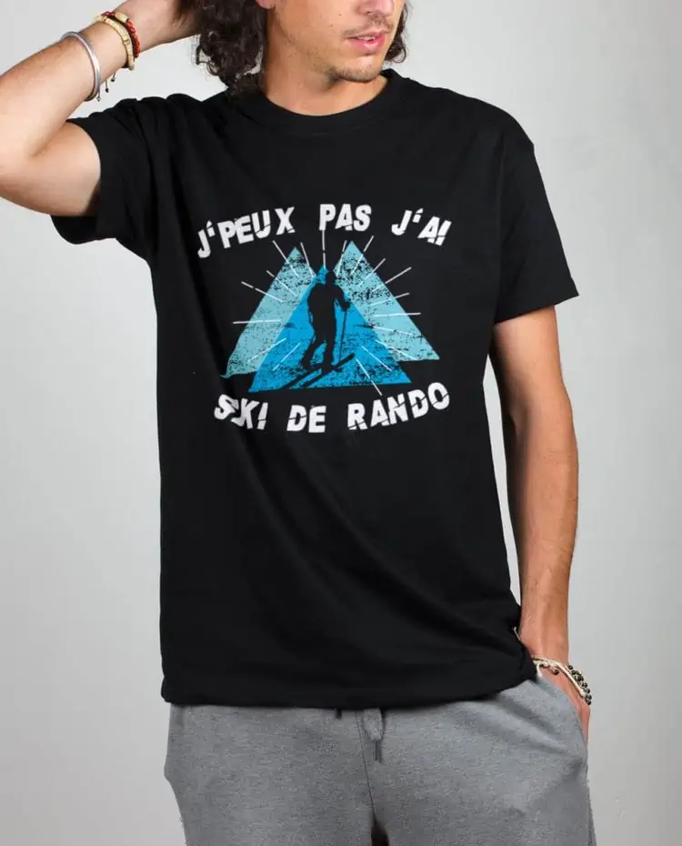 T shirt noir homme j peux pas j ai ski de rando