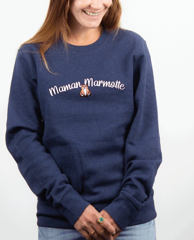 Pull Femme Bleu jean MAMAN MARMOTTE